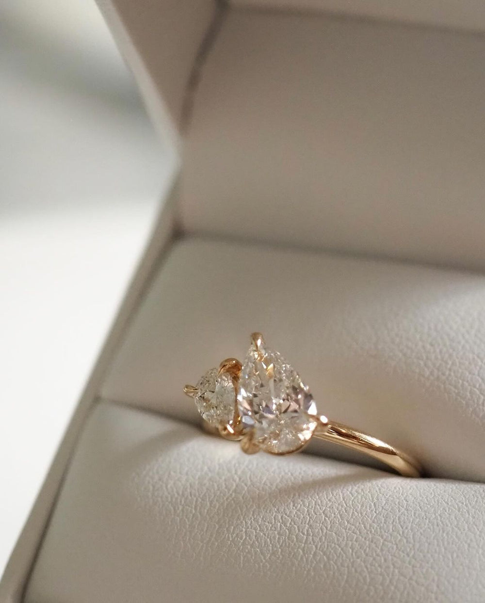 Elongated Pear Cut Labgrown Engagement Ring