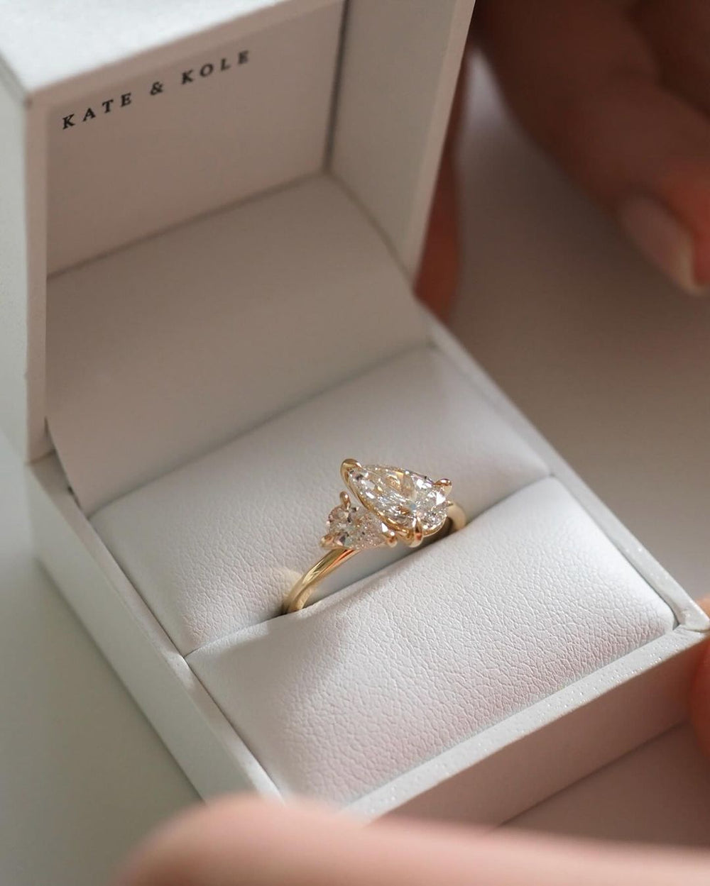 Elongated Pear Cut Labgrown Engagement Ring