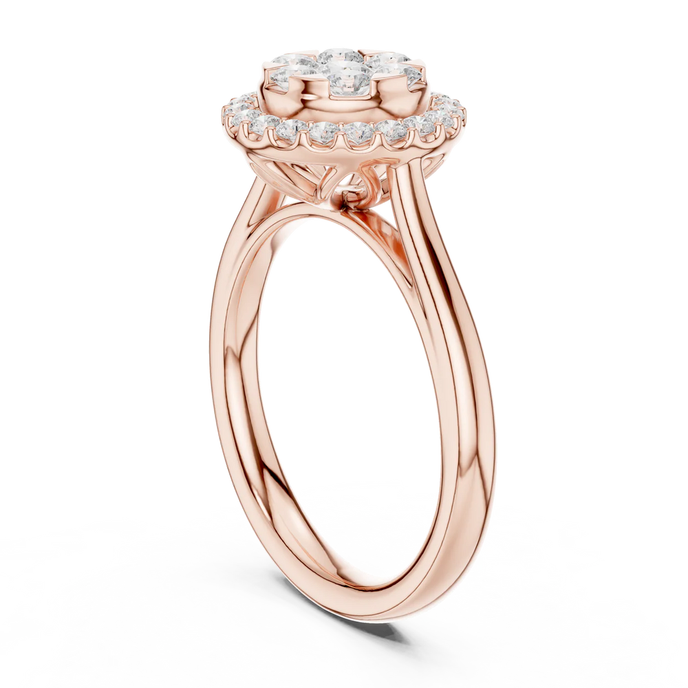 Starburst Halo Type  Round Diamond Engagement Ring