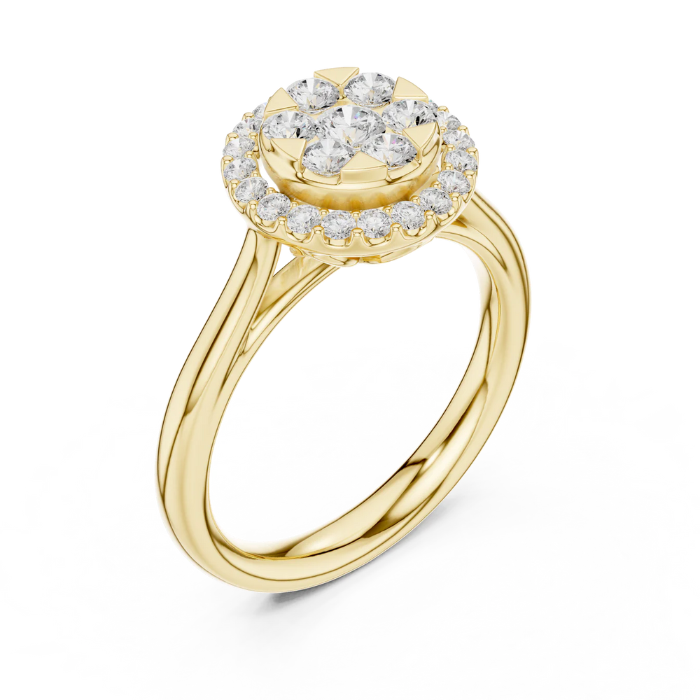 Starburst Halo Type  Round Diamond Engagement Ring
