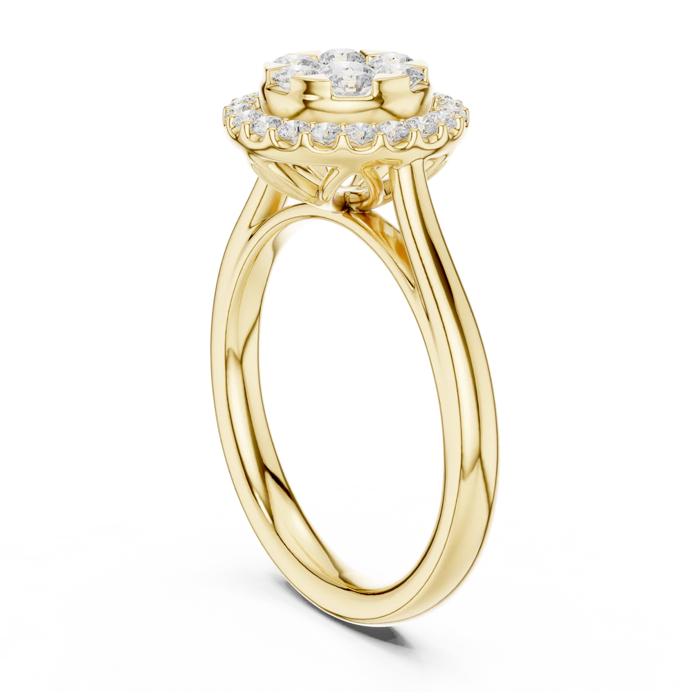 Starburst Halo Type  Round Diamond Engagement Ring