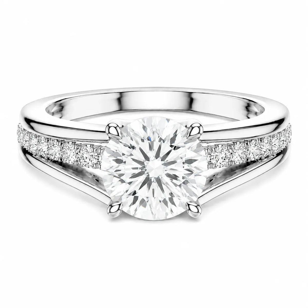 Step-Cut Harmony Radiance Halo Ring – (925 Sterling Silver) – Round (925 Sterling Silver)