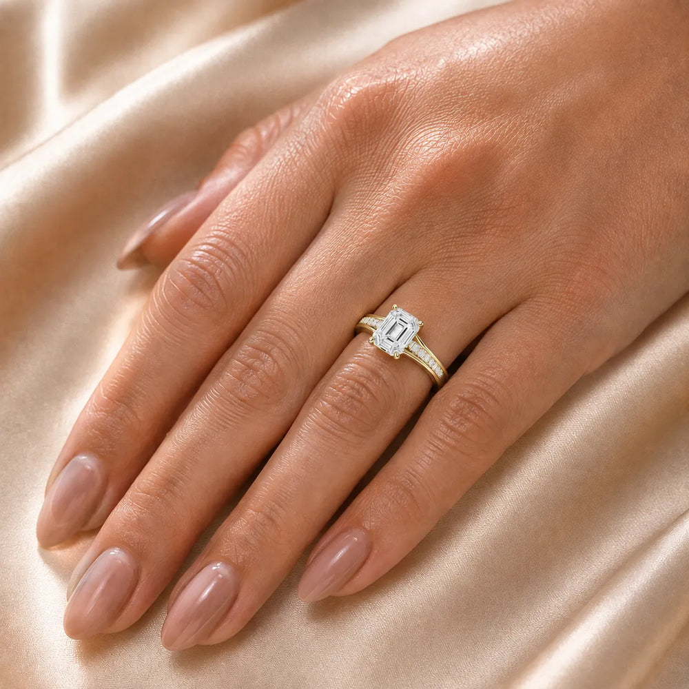 Step-Cut Harmony Radiance Halo Ring