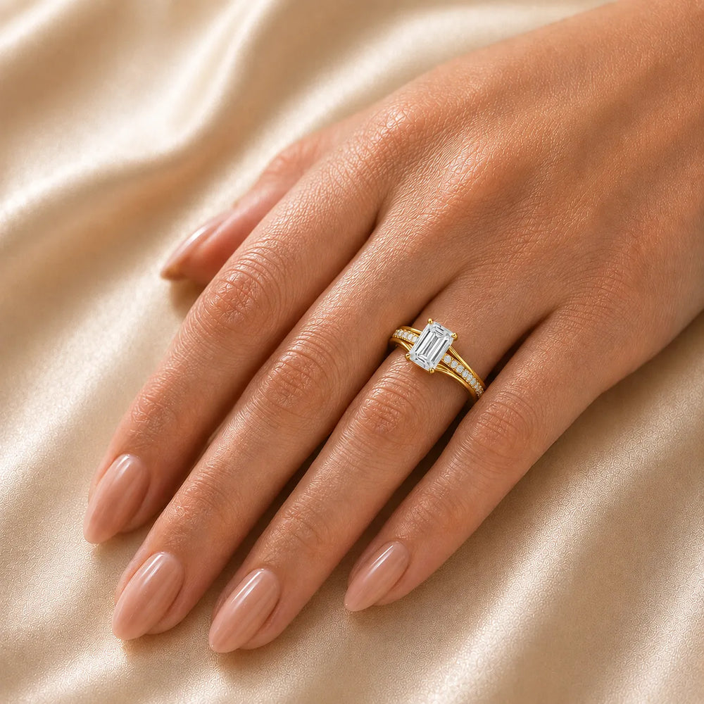 Step-Cut Harmony Radiance Halo Ring