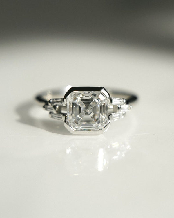 Bezel Set Asscher Cut Labgrown Engagement Ring