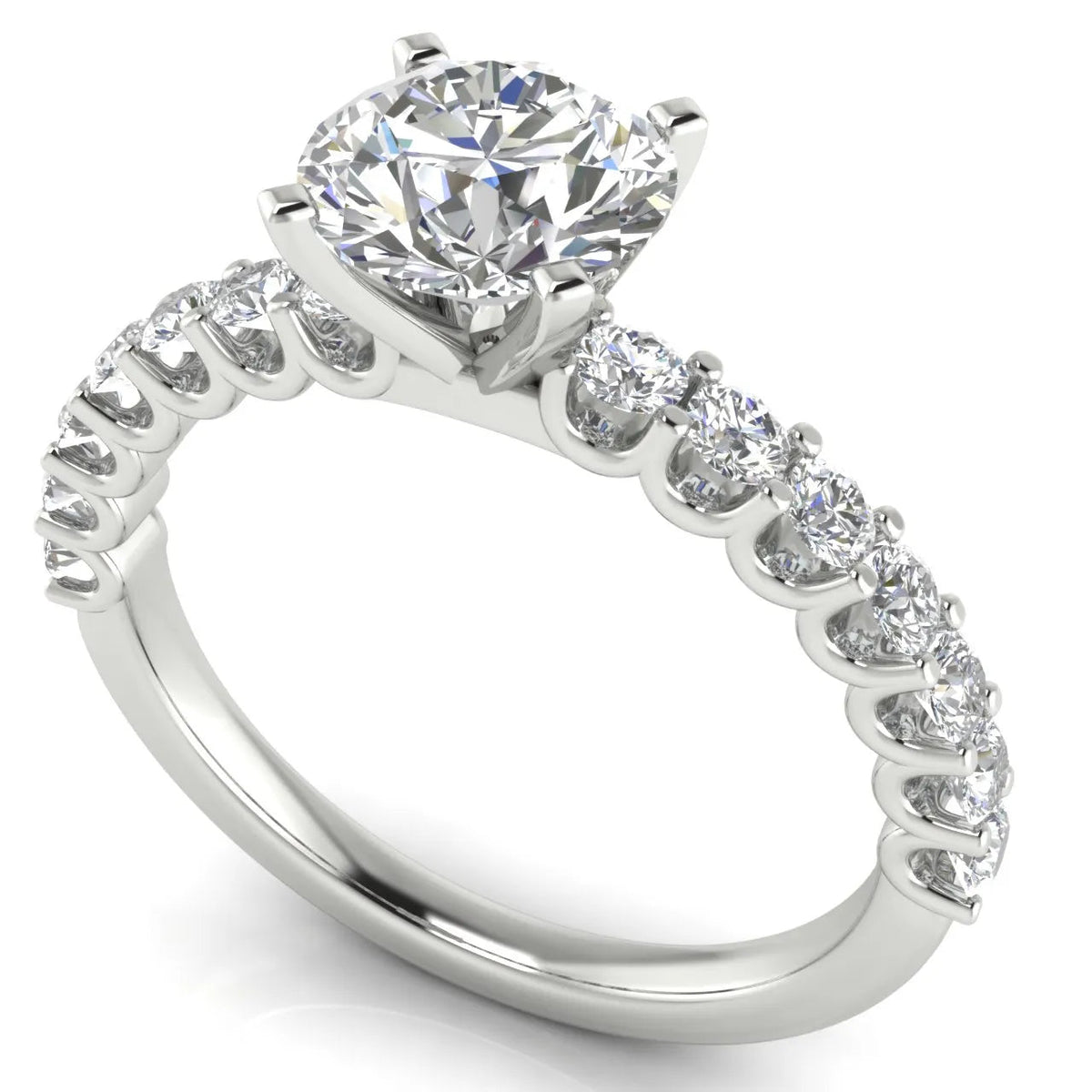 Elegant Solitaire Ring with Accent Stone – Round (925 Sterling Silver)