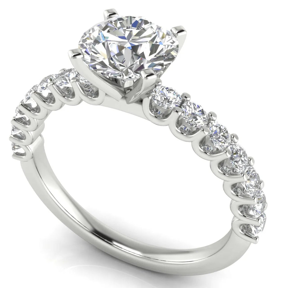 Elegant Solitaire Ring with Accent Stone – (925 Sterling Silver) – Round (925 Sterling Silver)