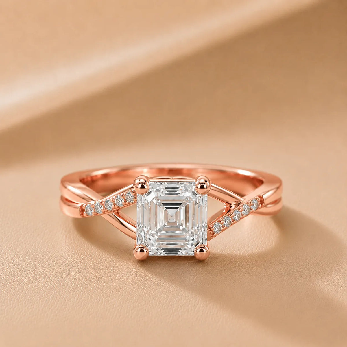 Veronica Twist Side Stone Oval Diamond Engagement Ring