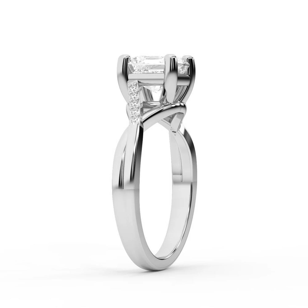 Veronica Twist Side Stone Oval Diamond Engagement Ring