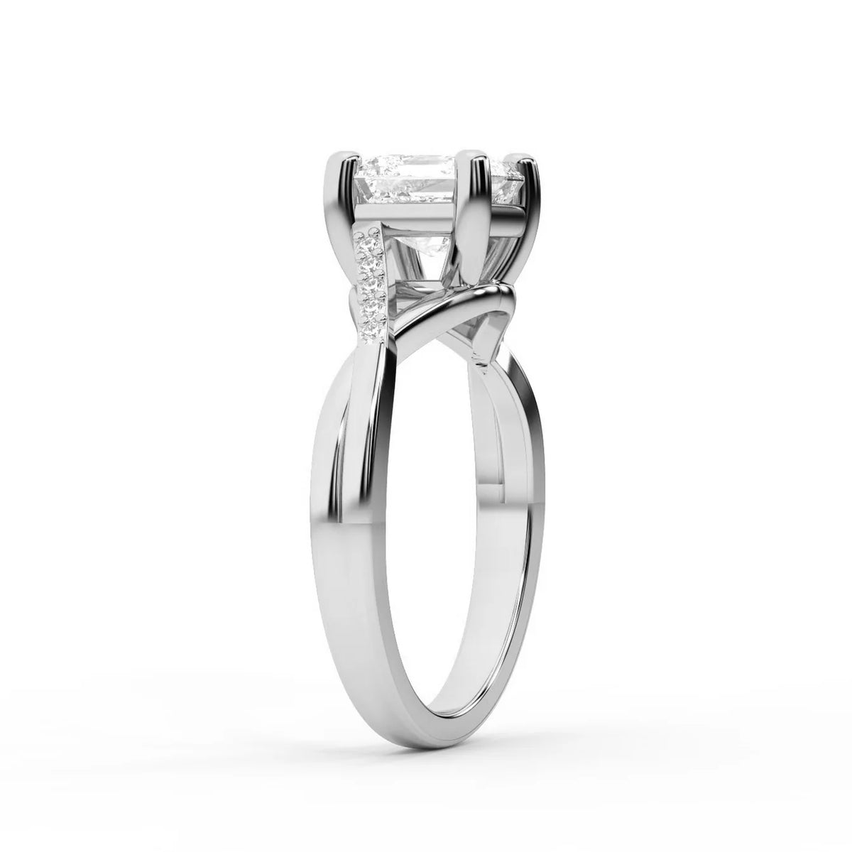 Veronica Twist Side Stone Oval Diamond Engagement Ring