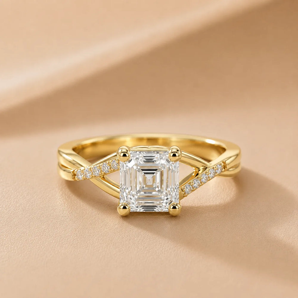 Veronica Twist Side Stone Oval Diamond Engagement Ring