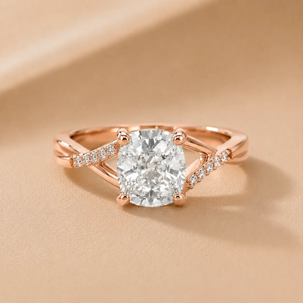 Veronica Twist Side Stone Oval Diamond Engagement Ring