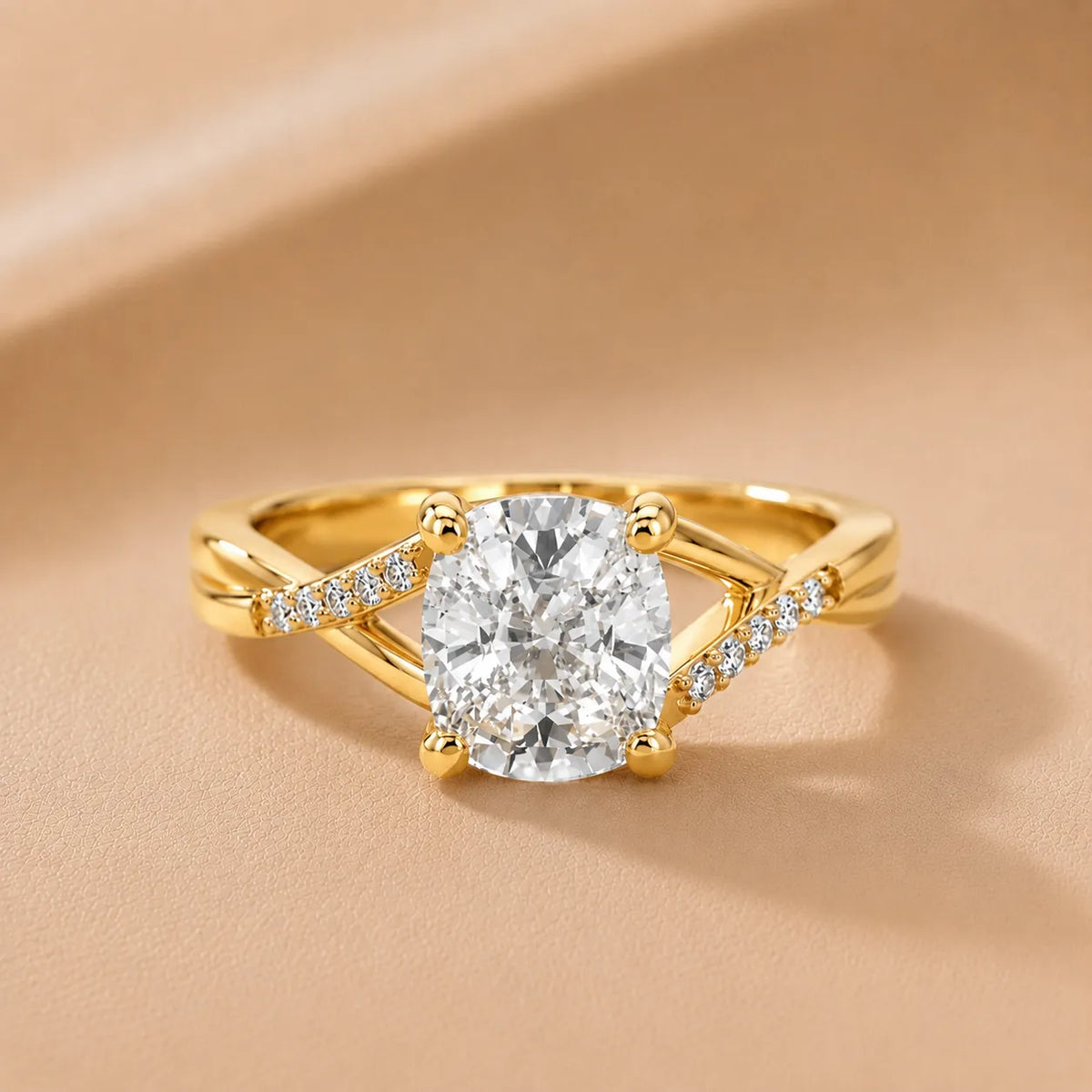 Veronica Twist Side Stone Oval Diamond Engagement Ring