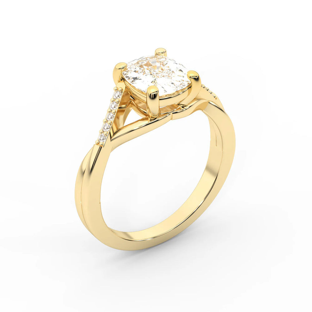 Veronica Twist Side Stone Oval Diamond Engagement Ring
