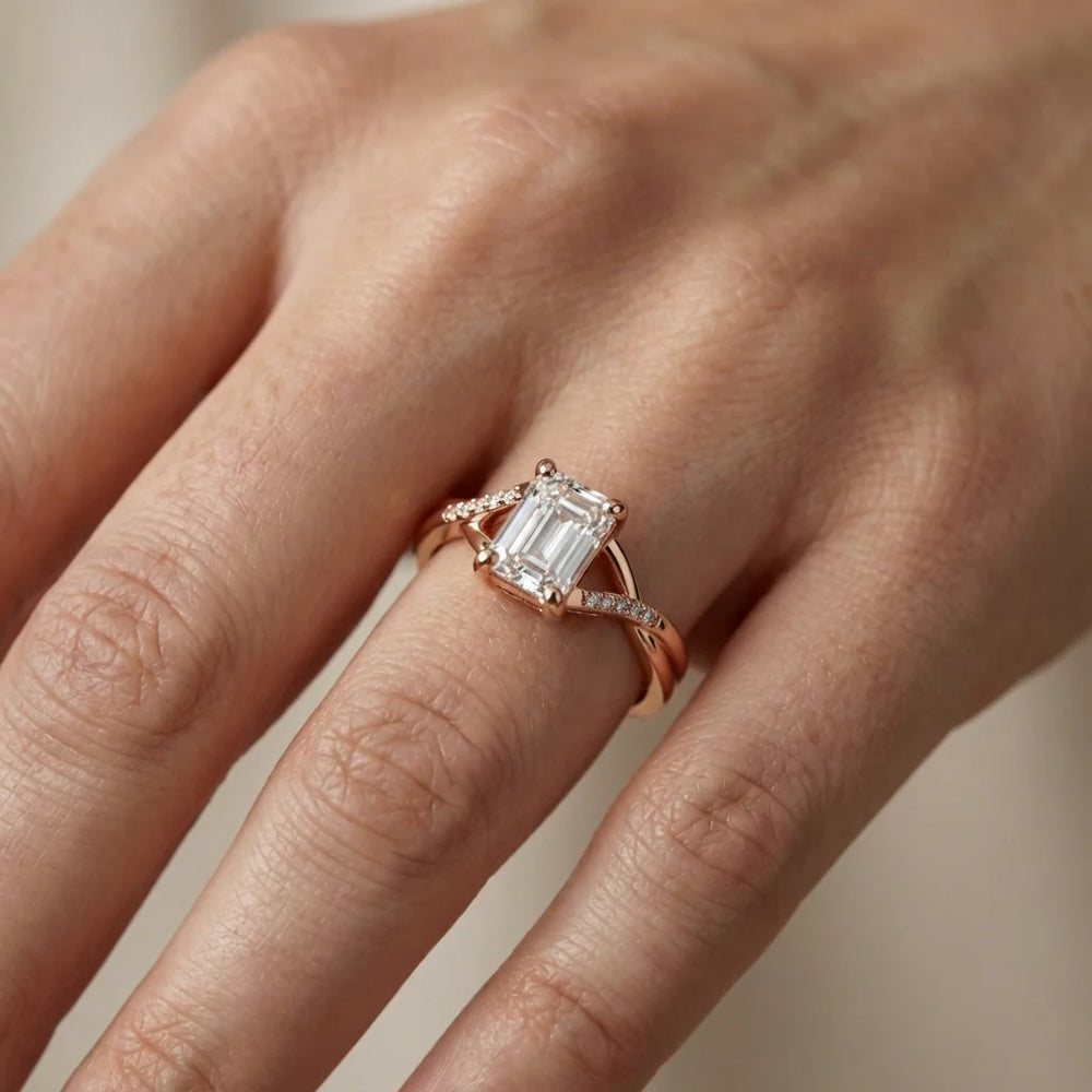 Veronica Twist Side Stone Oval Diamond Engagement Ring