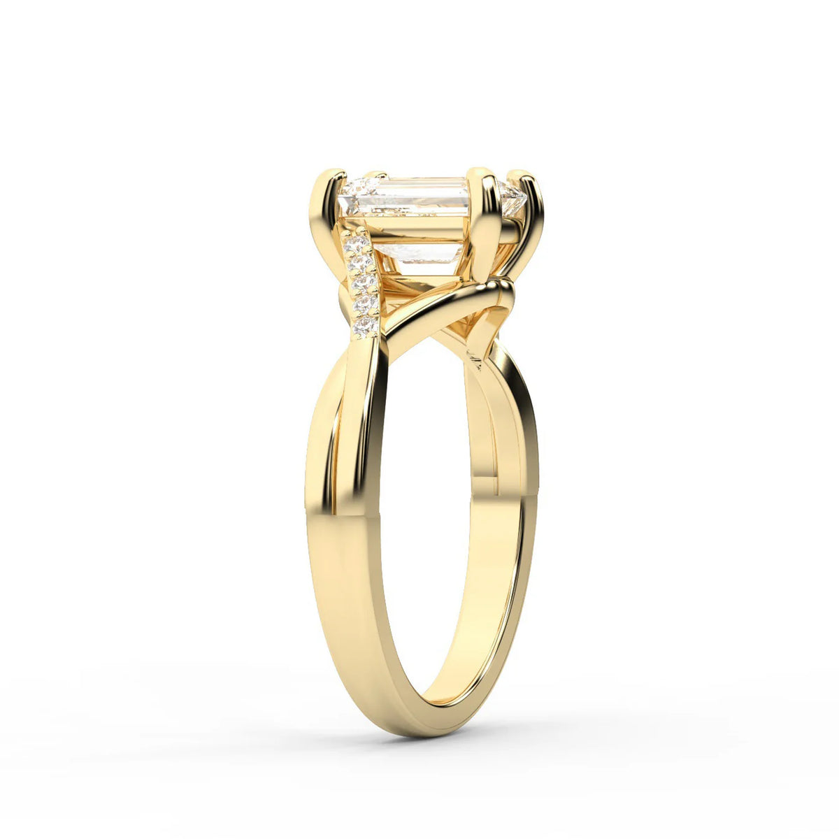 Veronica Twist Side Stone Oval Diamond Engagement Ring