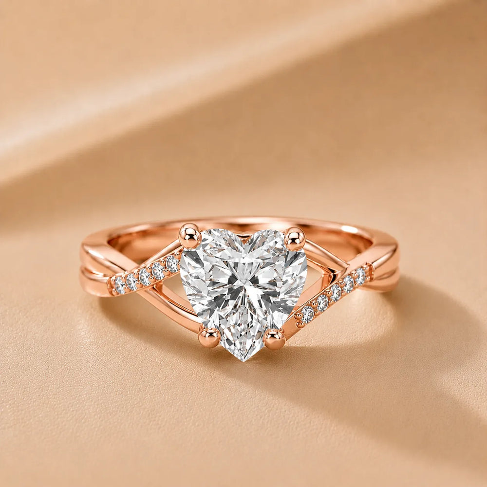 Veronica Twist Side Stone Oval Diamond Engagement Ring