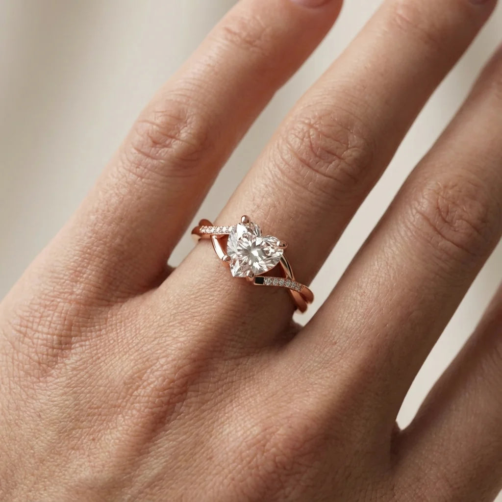 Veronica Twist Side Stone Oval Diamond Engagement Ring