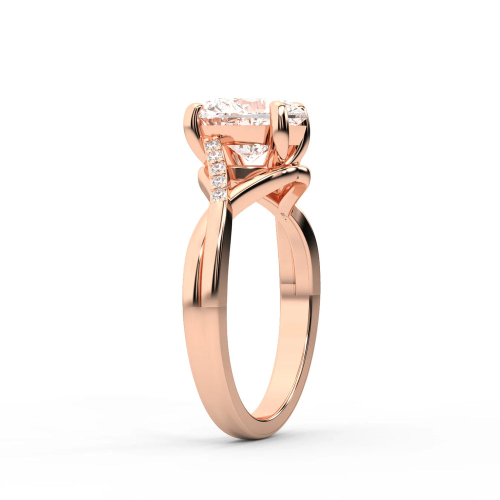 Veronica Twist Side Stone Oval Diamond Engagement Ring