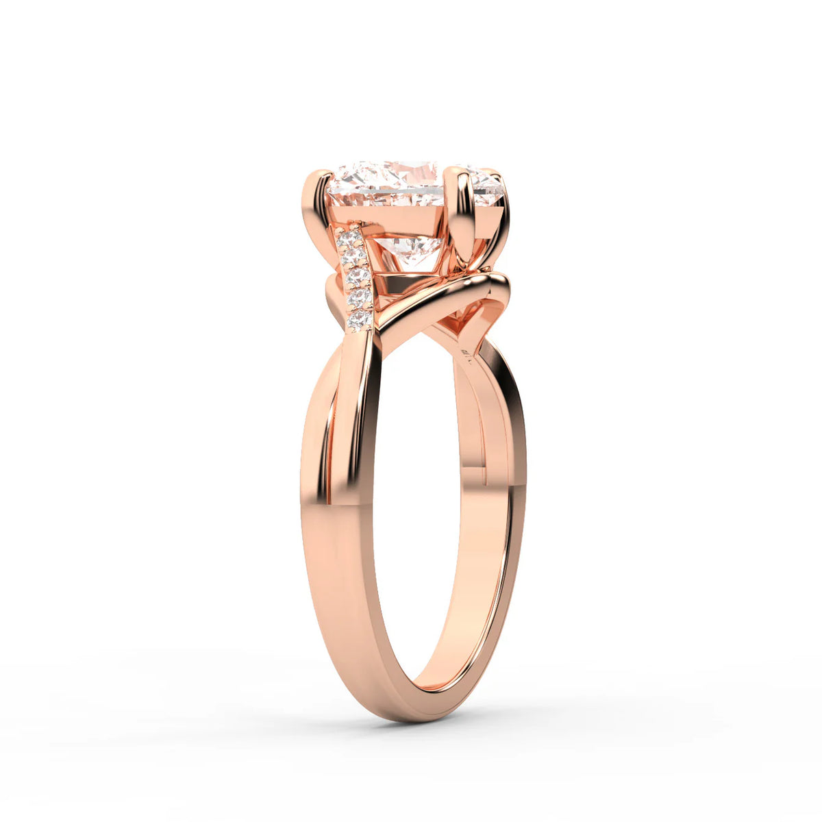 Veronica Twist Side Stone Oval Diamond Engagement Ring