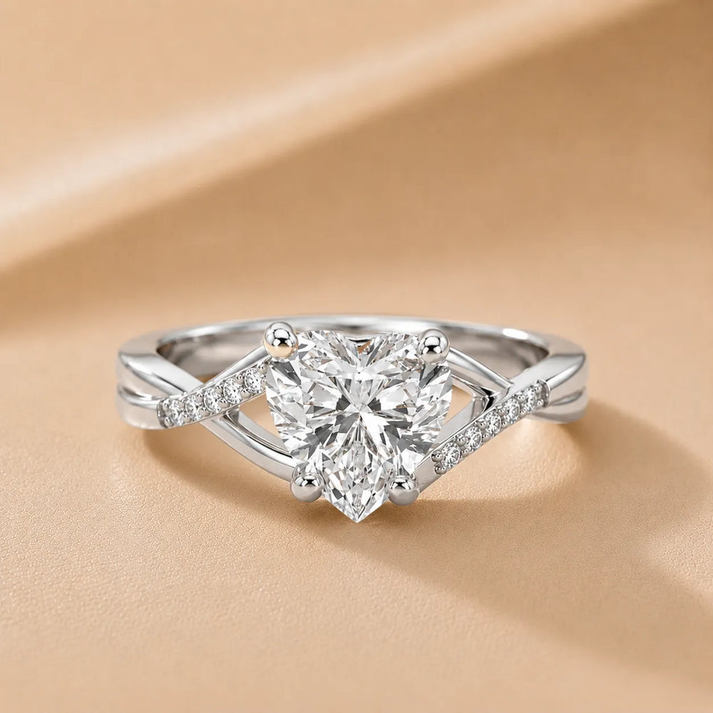 Veronica Twist Side Stone Oval Diamond Engagement Ring