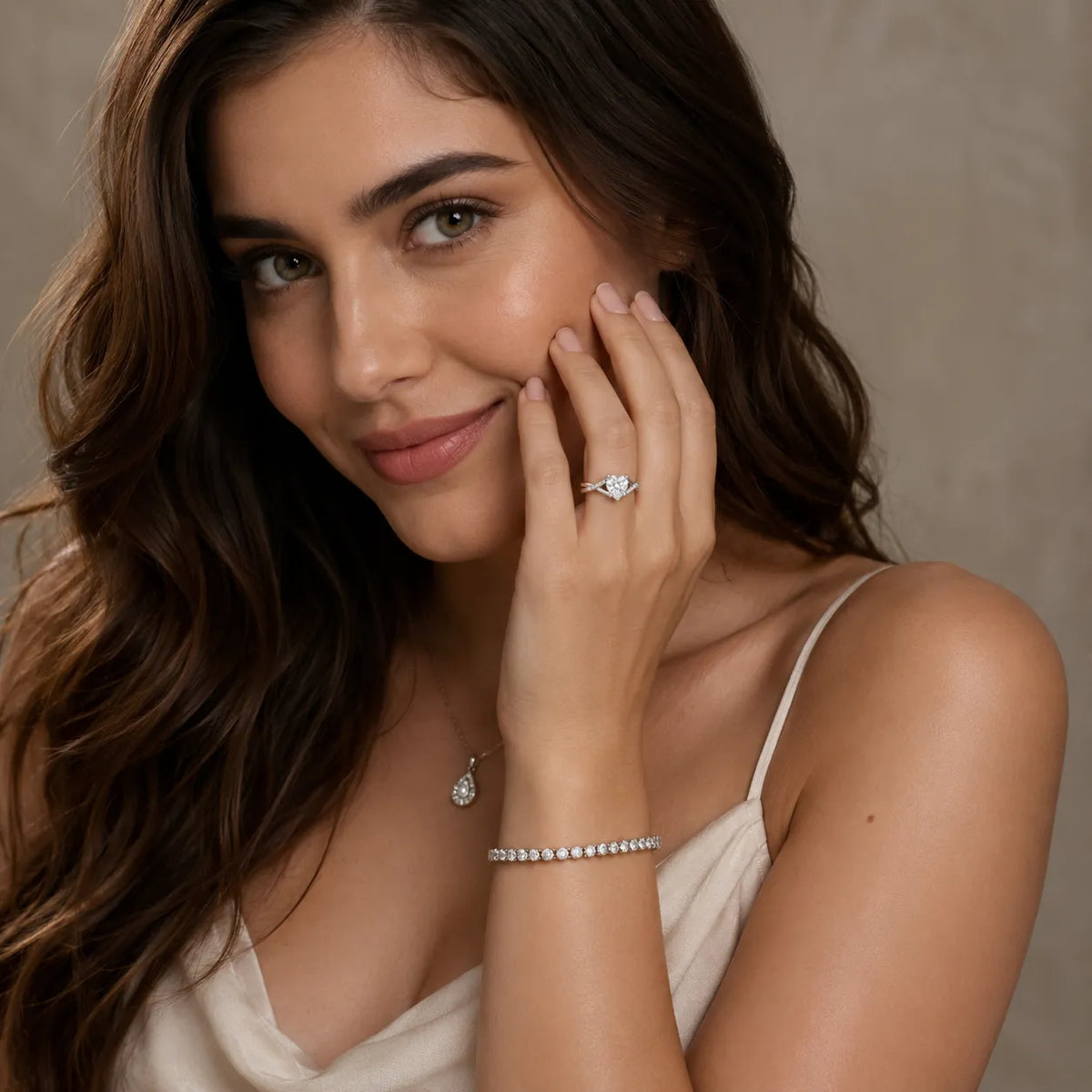 Veronica Twist Side Stone Oval Diamond Engagement Ring