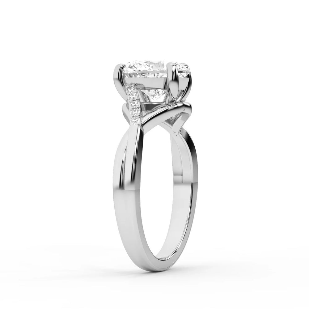 Veronica Twist Side Stone Oval Diamond Engagement Ring