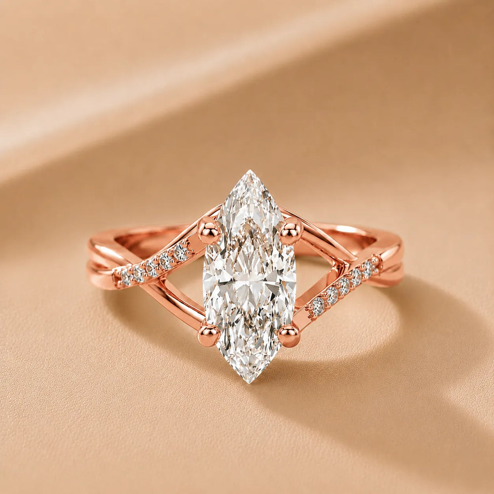 Veronica Twist Side Stone Oval Diamond Engagement Ring