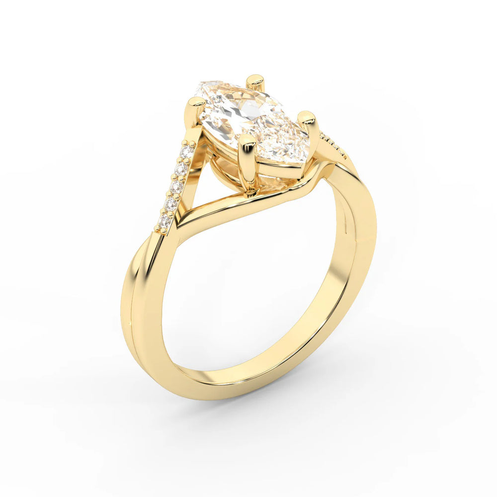 Veronica Twist Side Stone Oval Diamond Engagement Ring