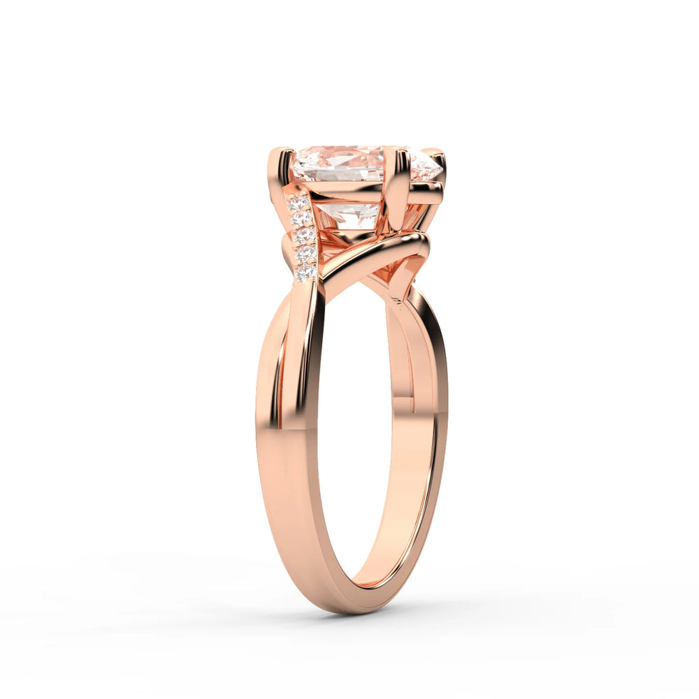 Veronica Twist Side Stone Oval Diamond Engagement Ring