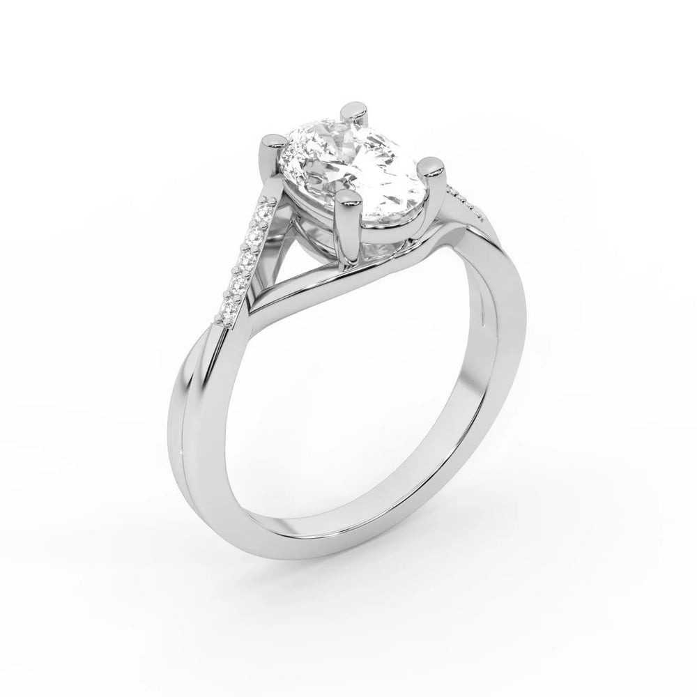 Veronica Twist Side Stone Oval Diamond Engagement Ring