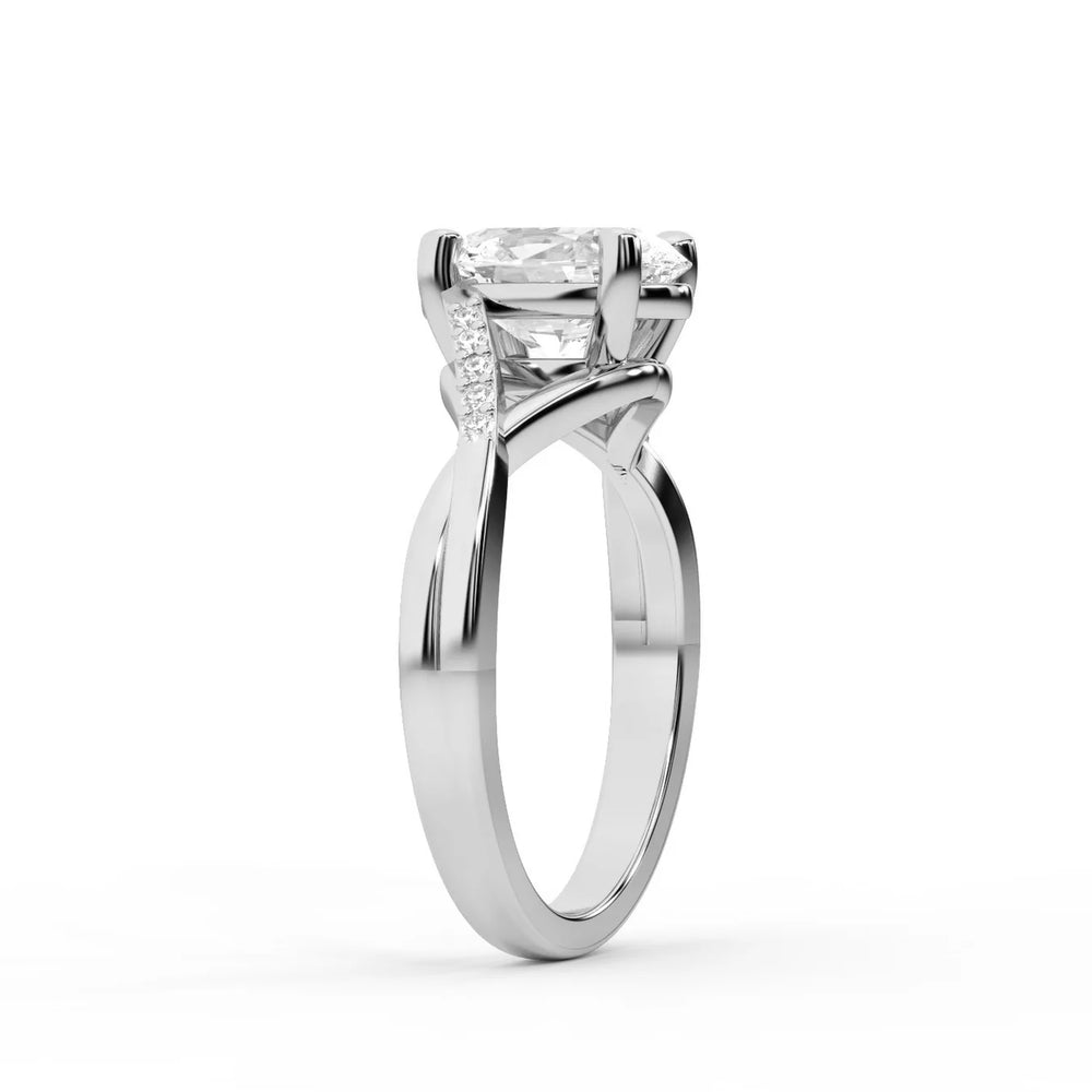 Veronica Twist Side Stone Oval Diamond Engagement Ring