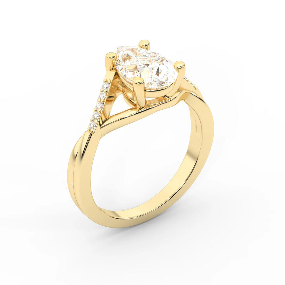 Veronica Twist Side Stone Oval Diamond Engagement Ring
