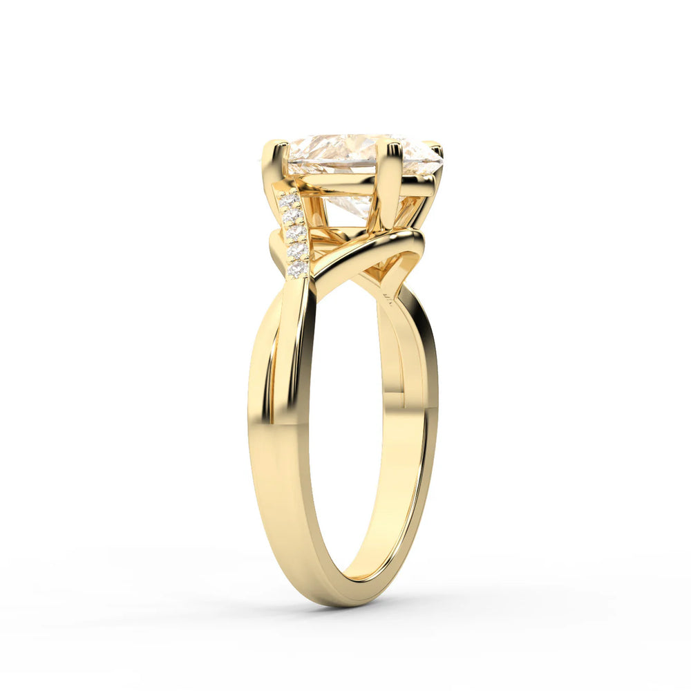 Veronica Twist Side Stone Oval Diamond Engagement Ring