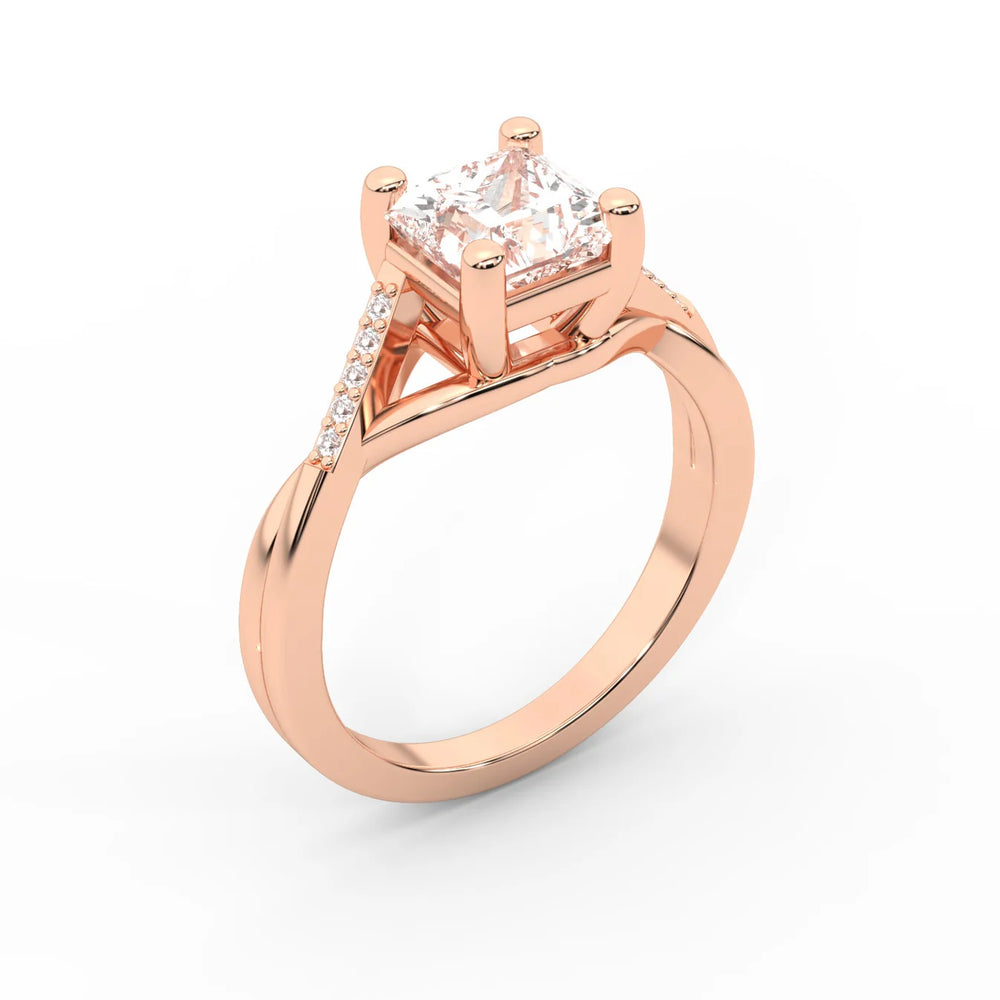 Veronica Twist Side Stone Oval Diamond Engagement Ring