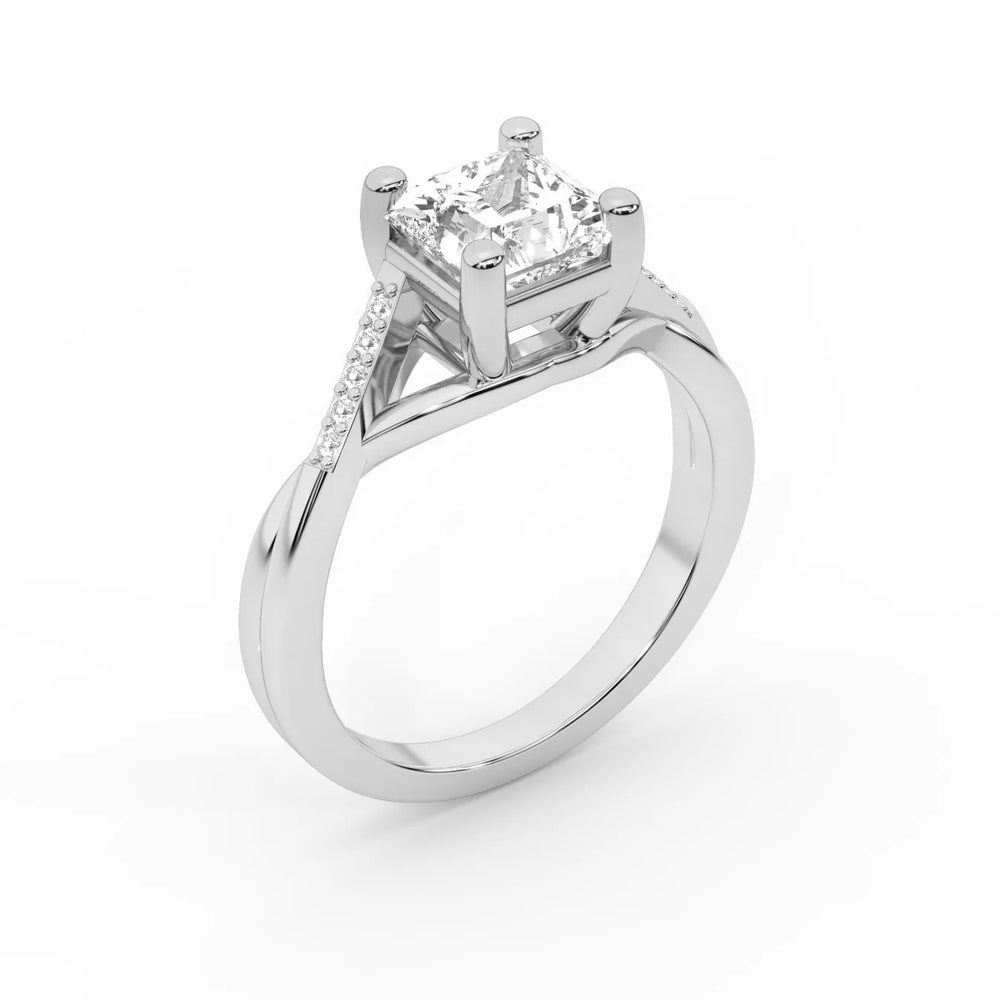 Veronica Twist Side Stone Oval Diamond Engagement Ring