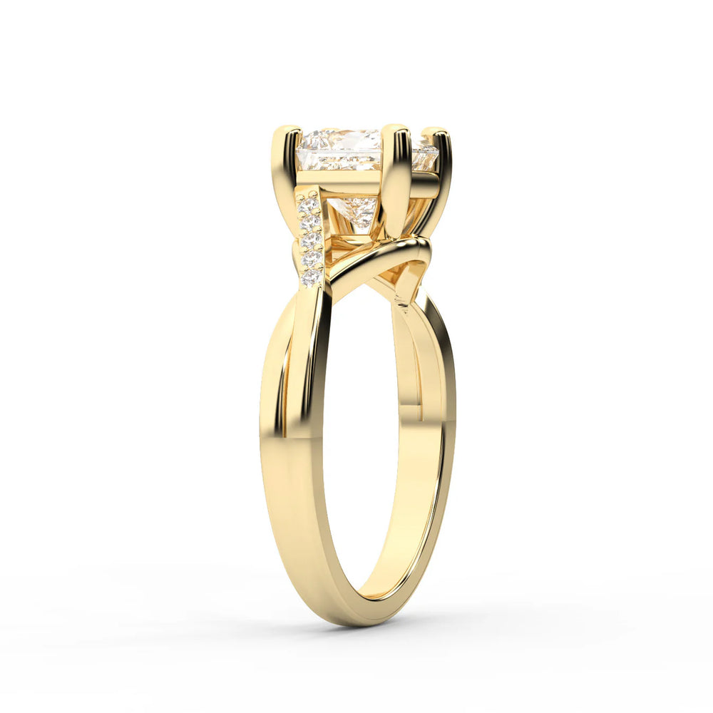 Veronica Twist Side Stone Oval Diamond Engagement Ring