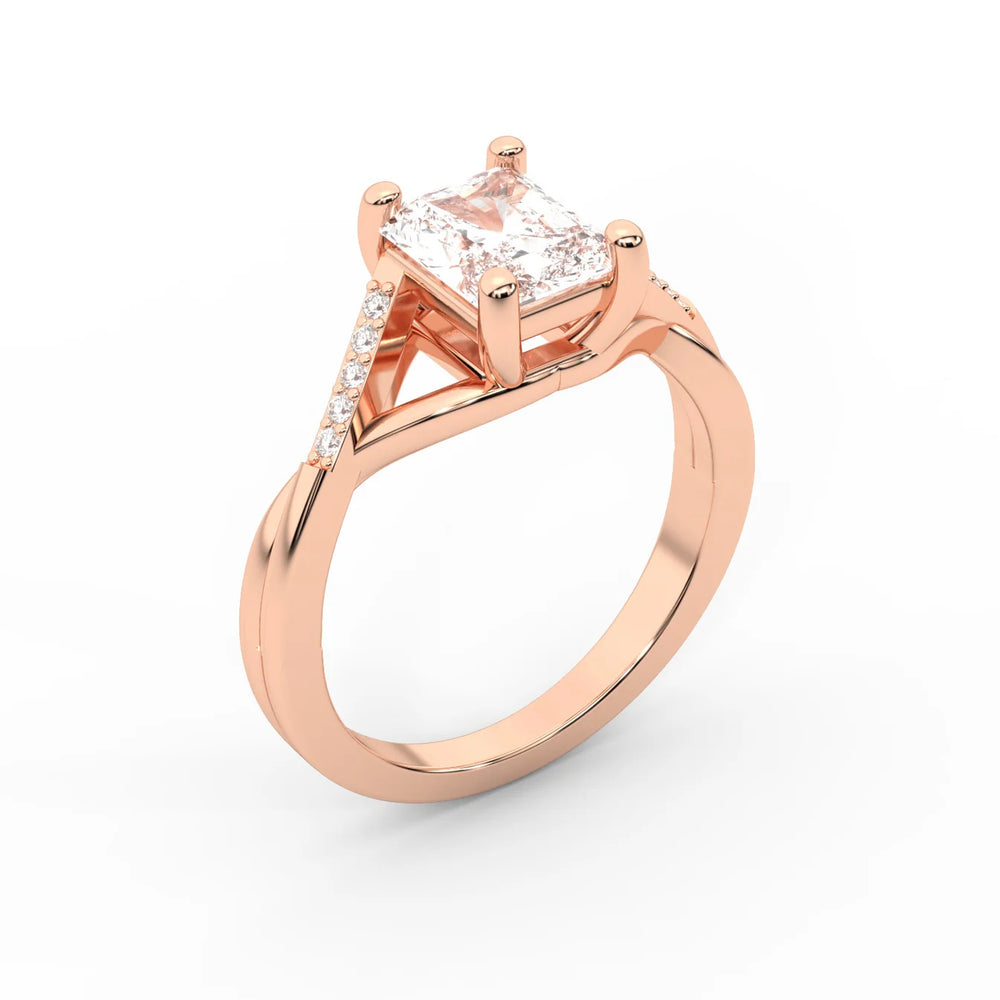 Veronica Twist Side Stone Oval Diamond Engagement Ring