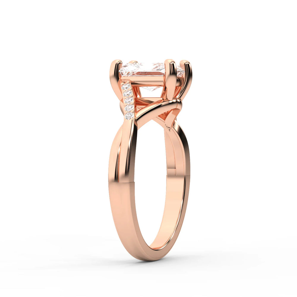 Veronica Twist Side Stone Oval Diamond Engagement Ring