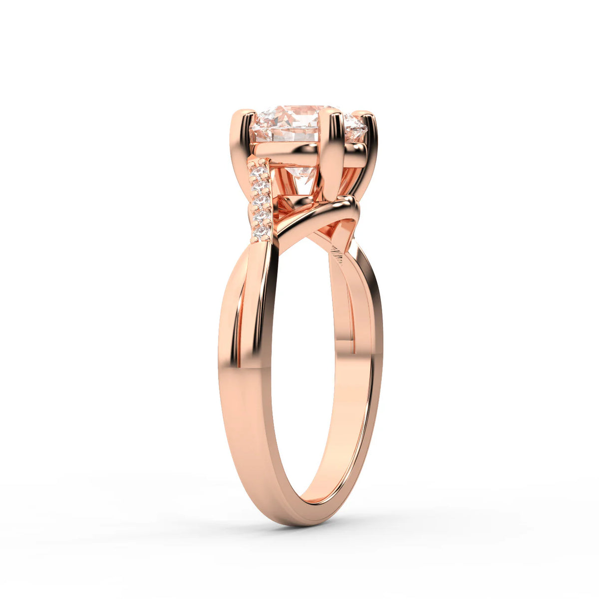 Veronica Twist Side Stone Oval Diamond Engagement Ring