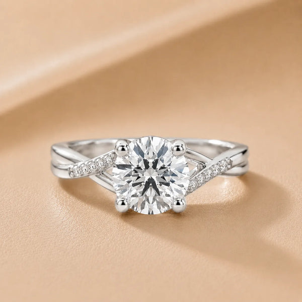 Veronica Twist Side Stone Oval Diamond Engagement Ring