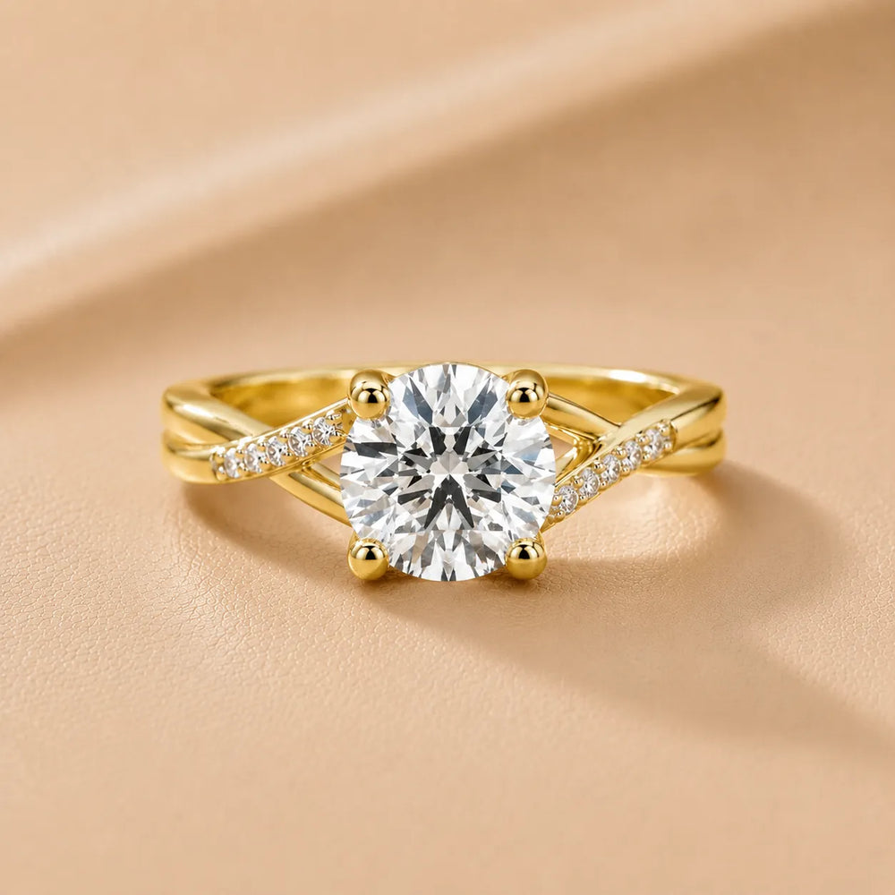 Veronica Twist Side Stone Oval Diamond Engagement Ring