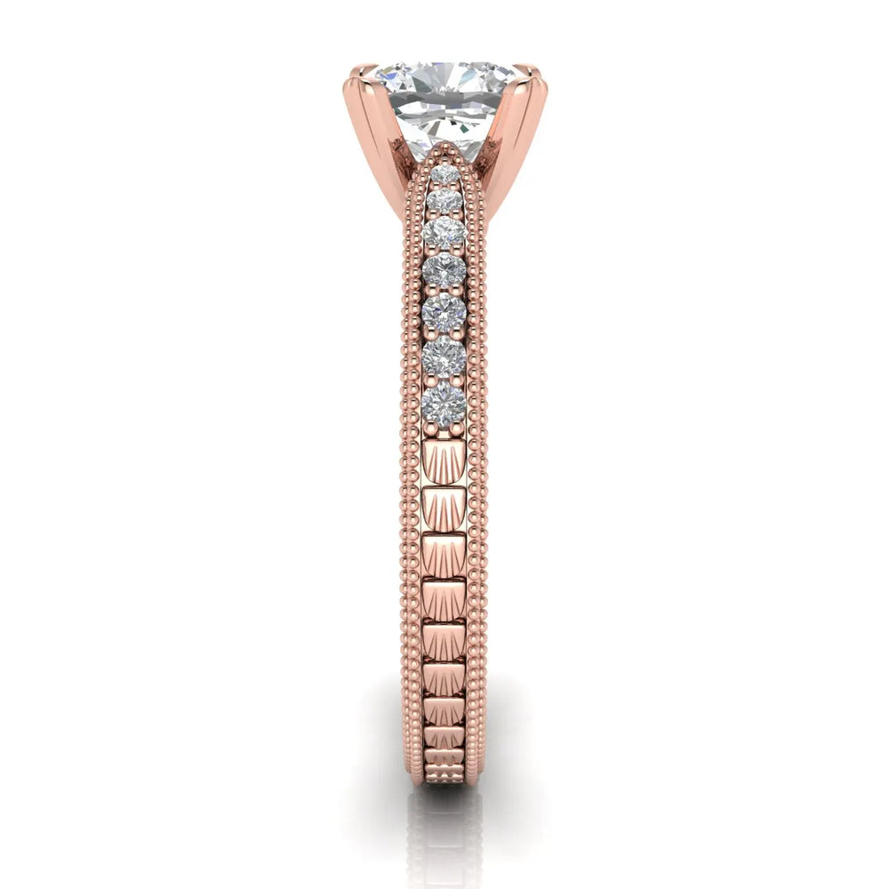 Vintage-Inspired Solitaire Ring with Accent Stones