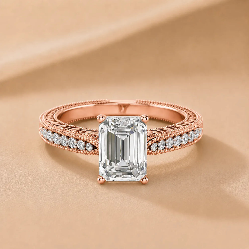 Vintage-Inspired Solitaire Ring with Accent Stones