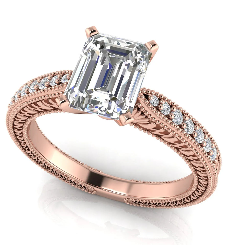 Vintage-Inspired Solitaire Ring with Accent Stones