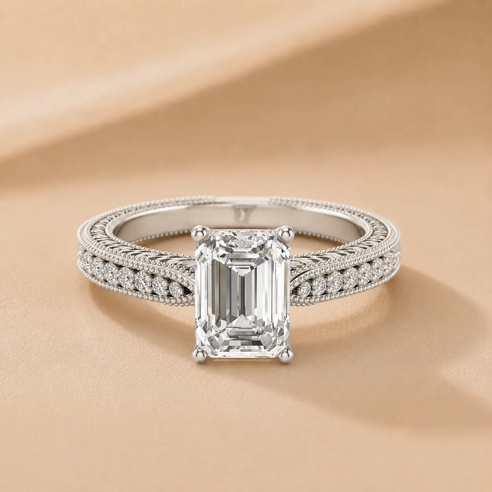 Vintage-Inspired Solitaire Ring with Accent Stones