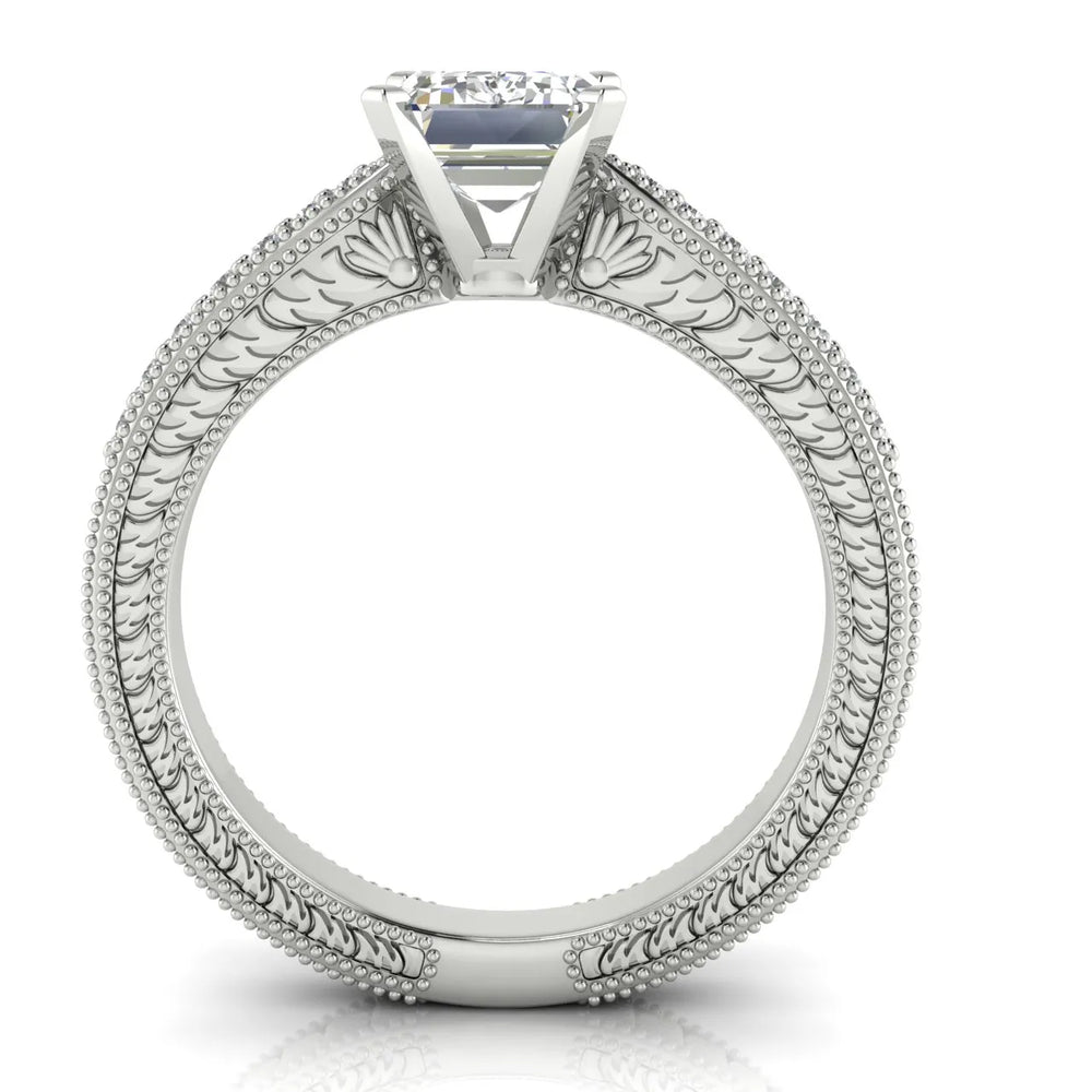 Vintage-Inspired Solitaire Ring with Accent Stones
