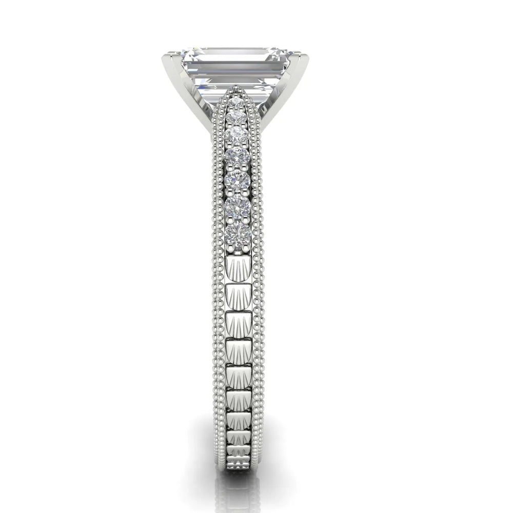 Vintage-Inspired Solitaire Ring with Accent Stones