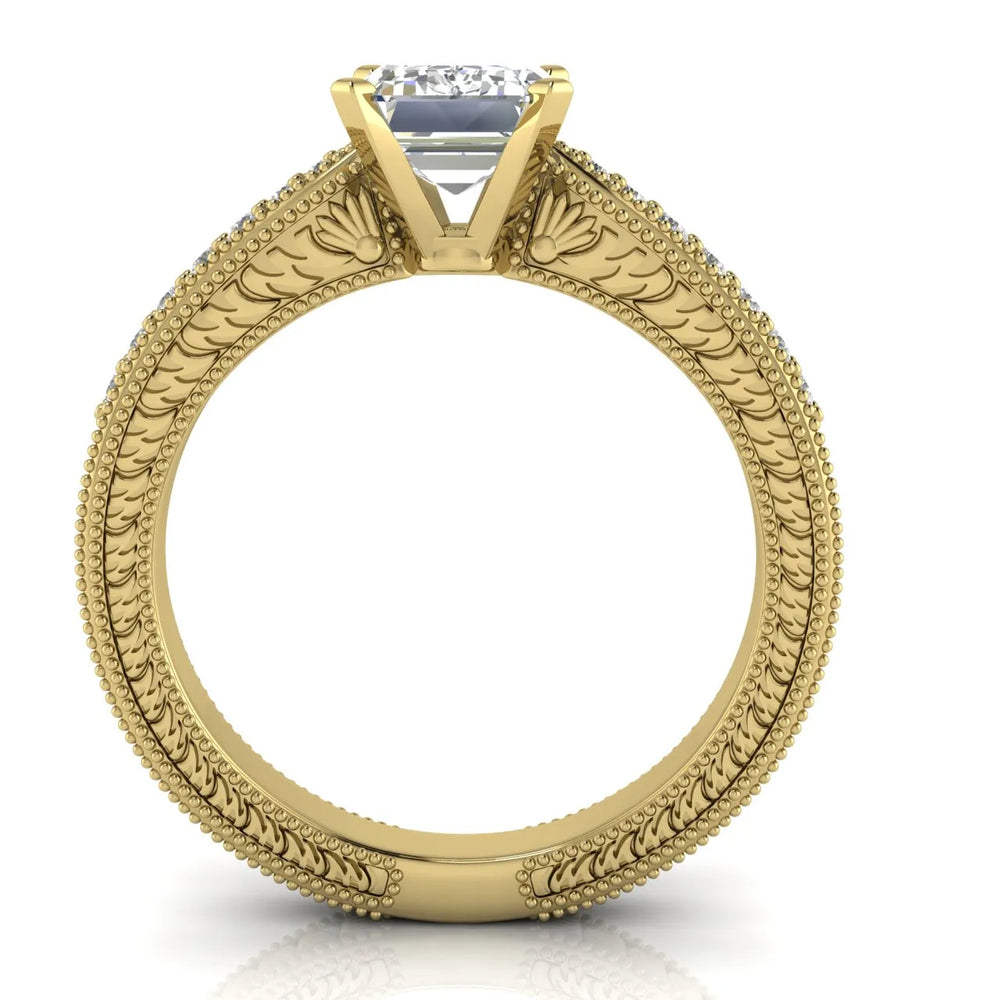 Vintage-Inspired Solitaire Ring with Accent Stones