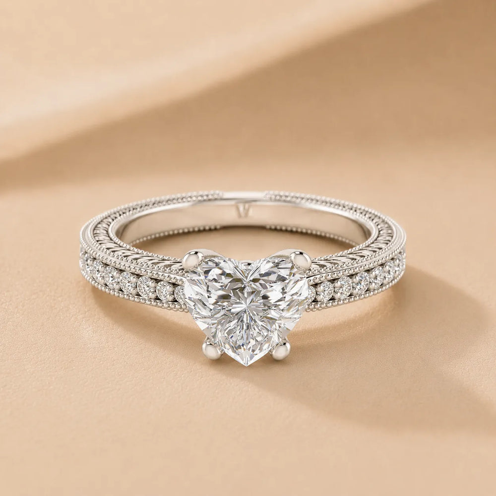 Vintage-Inspired Solitaire Ring with Accent Stones